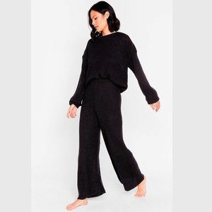 NWT Love You Culotte Knit Jumper And Trousers Lounge Set  BLACK